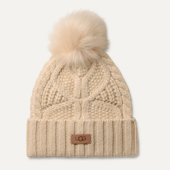 UGG Women's Cable Beanie With Pom - Picture 1 of 2